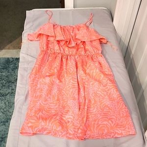 Bright Coral and pink Lily Pulitzer Ruffle Dress